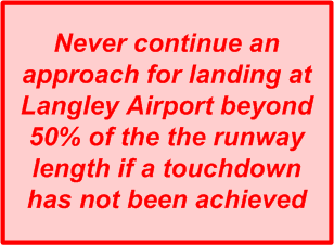 50% Rule for Landing at Langley Airport.  Langley Flying School.
