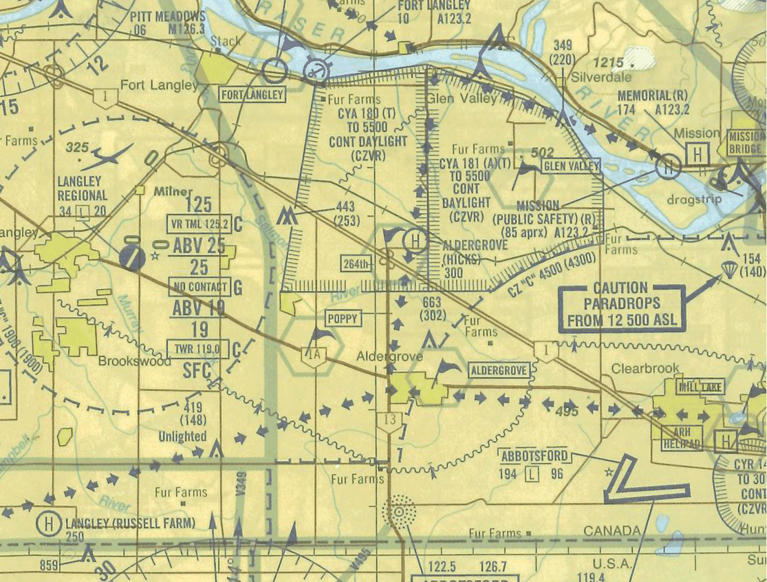Vancouver VTA, Glen Valley Practice Area, Langley Flying School.