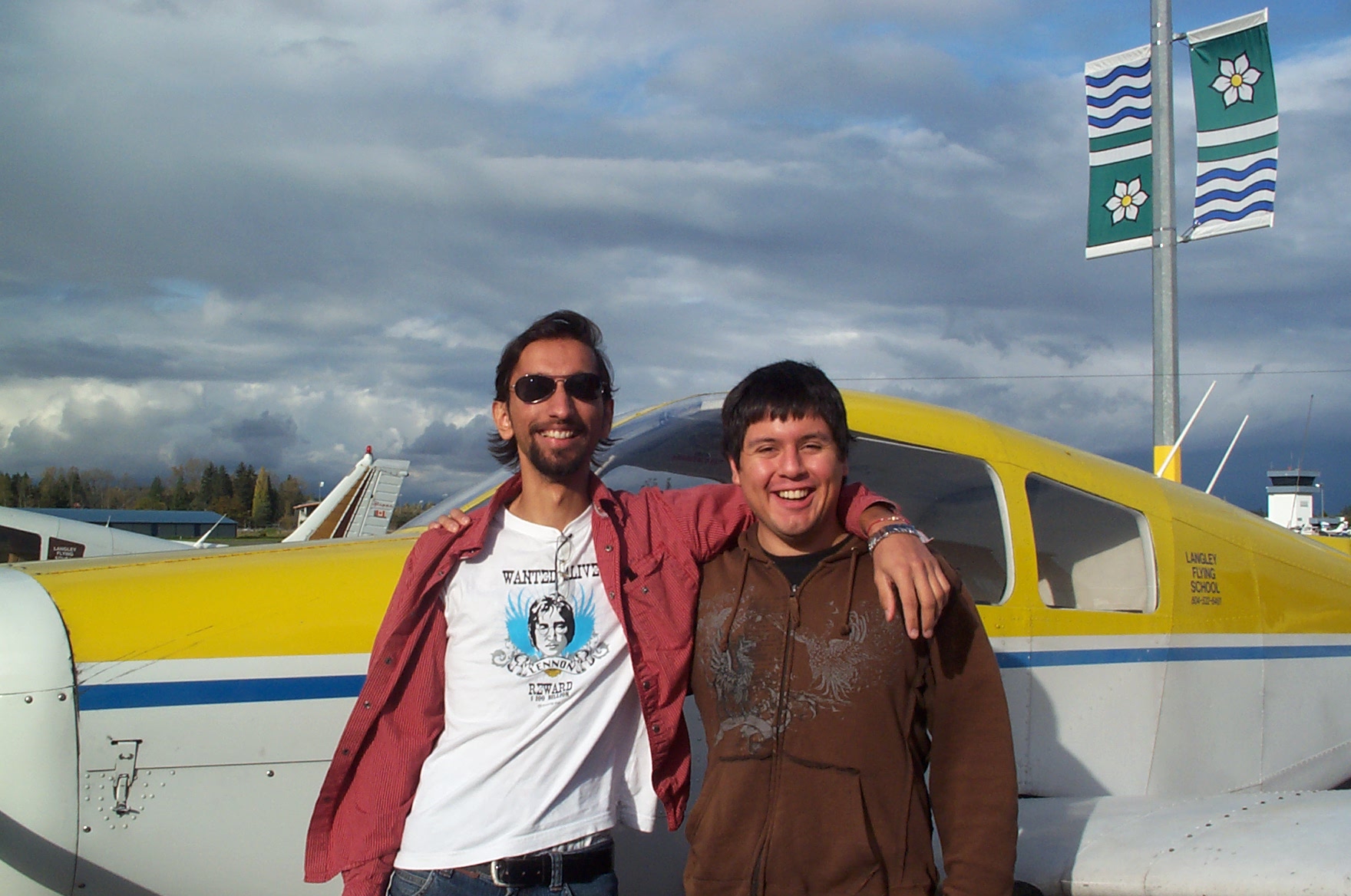 Carlos Calderon Futierrez with his Flight Instructor Mayank Mittal after the successfull completion of Carlos' Private PIlot Flight Test on October 24, 2010. Langley Flying School.