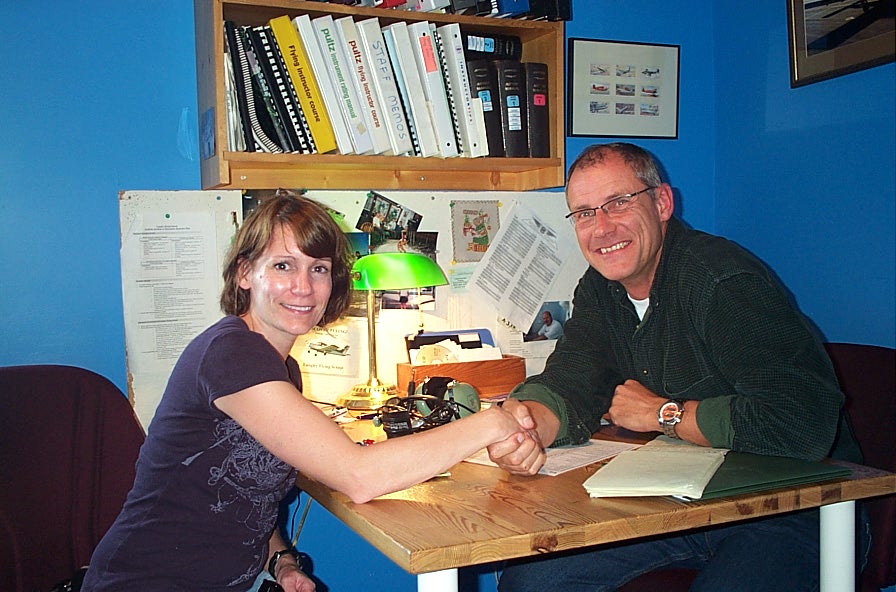 Christine Parkinson with Matt Edwards. Langley Flying School.