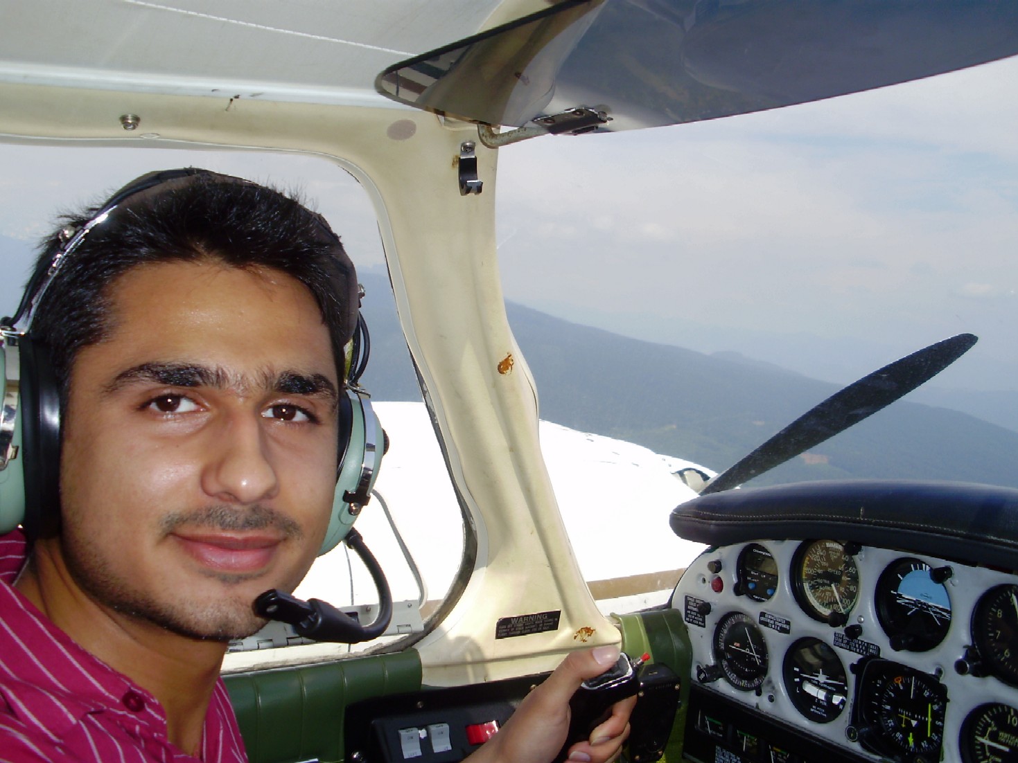 Karan Pujji during his multi-engine training. Congratulations to Karan and his Flight Instructor, Philip Craig.  Karan completed his Multi-engine fFlight Test on July 1, 2009 with Matt Edwards. Langley Flying School.