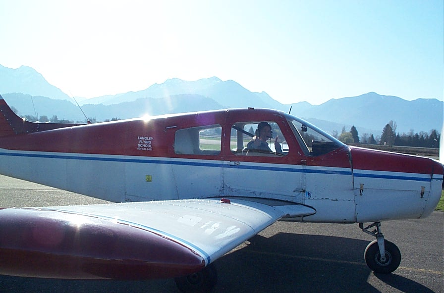Karlee Janzen in the cockpit of Cherokee FKKF after the completion of her First Solo Flight on February 22, 2010. The event occurred at Chilliwack airport owing the airspace restrictions associated with the Vancouver Winter Olympics. Congratulations to Karlee's Flight Instructor, Rod Giesbrecht. Langley Flying School.