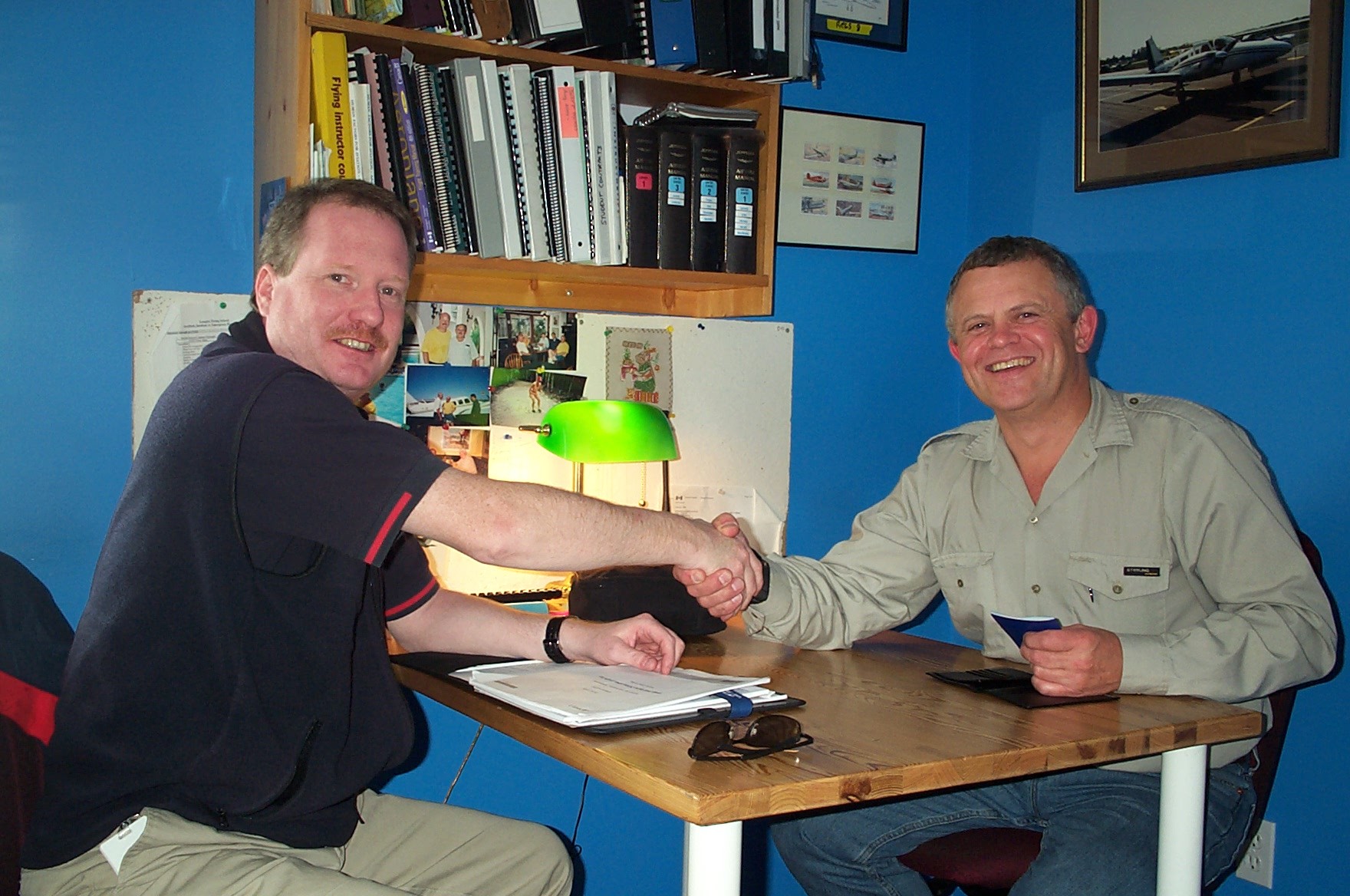 Leon Bresner with Transport Canada Inspector Peter Cox after the successfuly completion of Leon's Flight Instructor Rating on May 21, 2010. Langley Flying School.