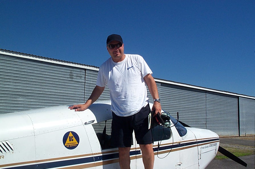 Mark Manastyrski after completing his First Solo Flight on August 1, 2007. Langley Flying School.
