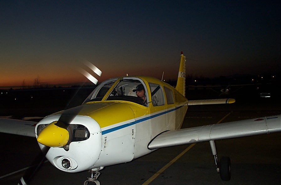 Mayank Mittal in Cherokee GODP after completing his First Solo Flight on October 26, 2007. Langley Flying School.