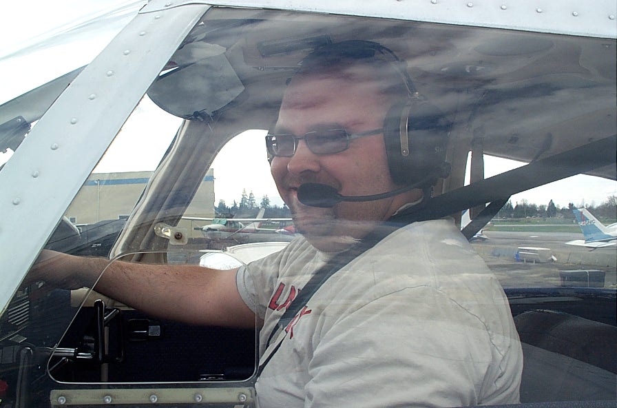 Nathan Twist in the Cockpit of GCEP following his First Solo Flight on March 22, 2010. Langley Flying School.