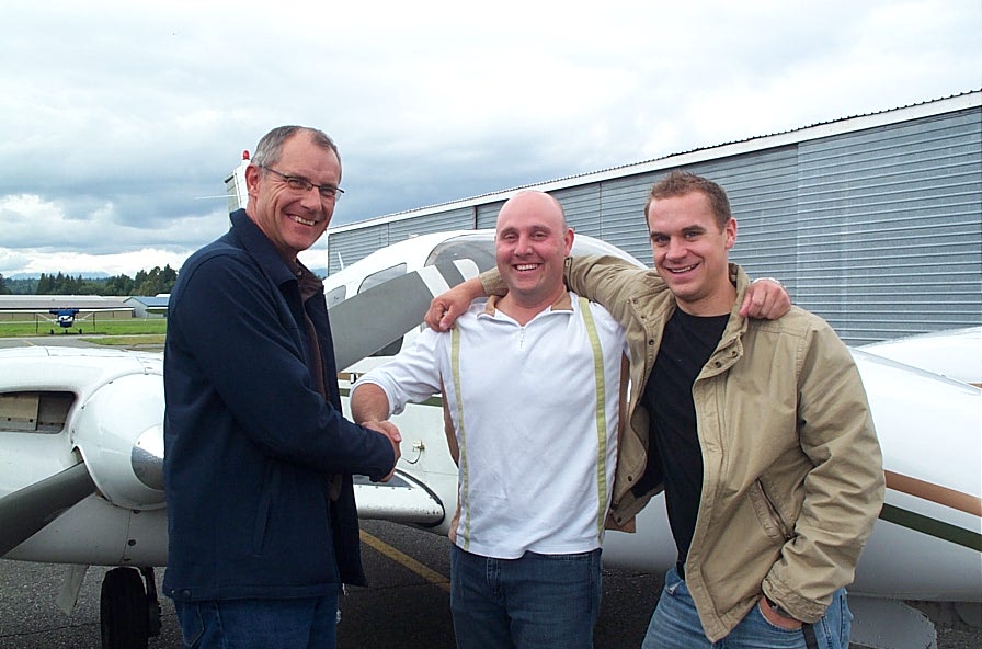 Rod Giesbrecht with Matt Edwards and Ryan Gahan. Langley Flying School