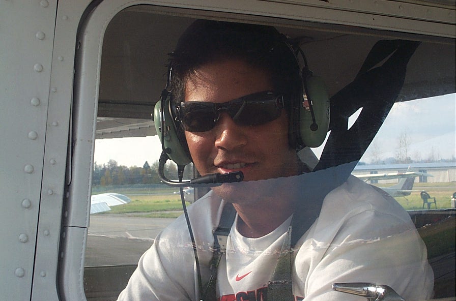 Sagar Canakapalli in Cessna FPRT after the compleiton of his First Solo Flight on November 1, 2007.  Langley Flying School.
