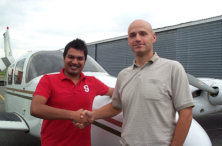 Vikas Choudhary with Todd Pezer. Langley Flying School.