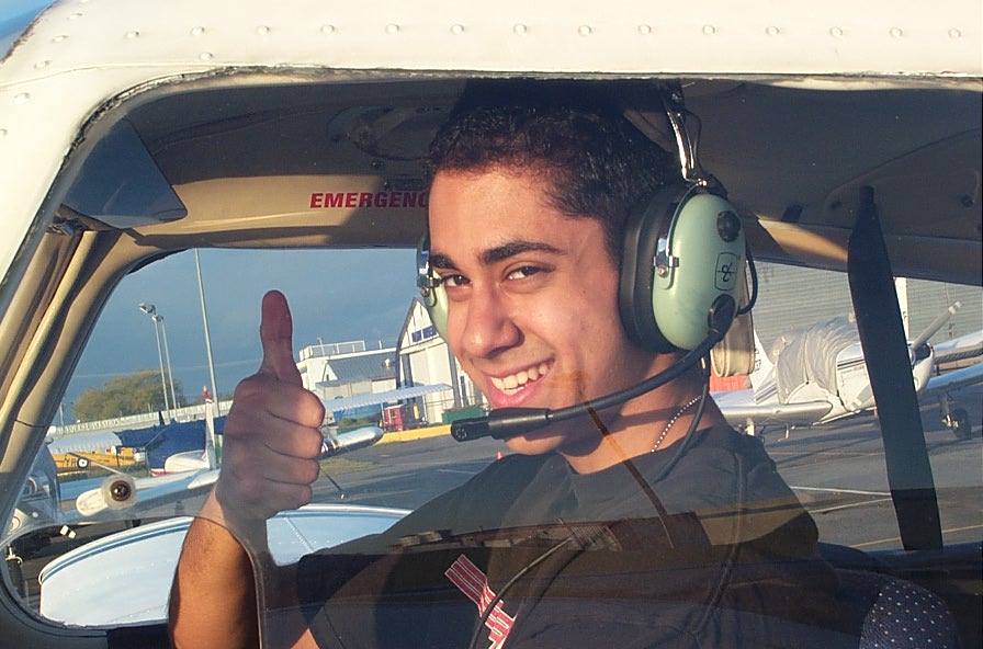 Will Morabi-Pazooki, First Solo Flight, May 3, 2008. Langley Flying School.