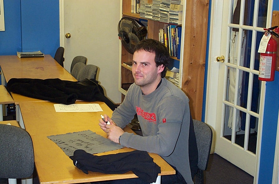 Zenon Garnett with his solo shirt tag after completed his First Solo Flight on November 14, 2008.  Langley Flying School.