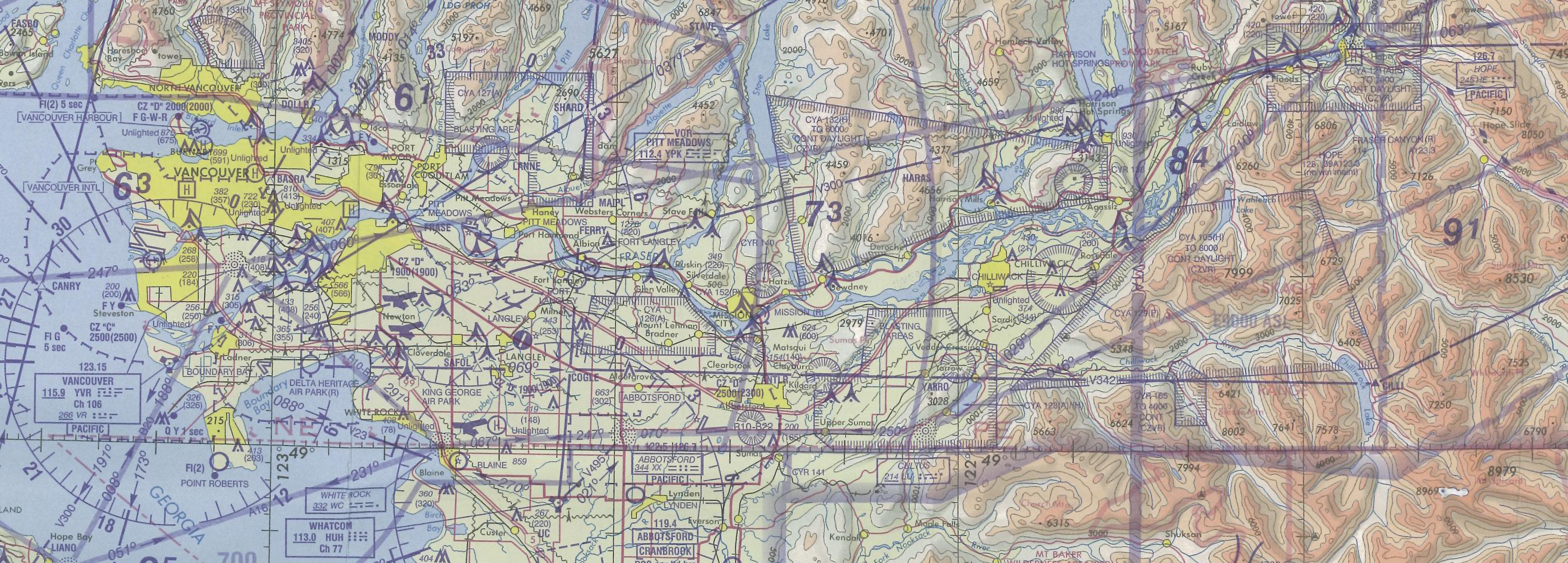 Vancouver to Chilliwack, Langley Flying School's Map Room