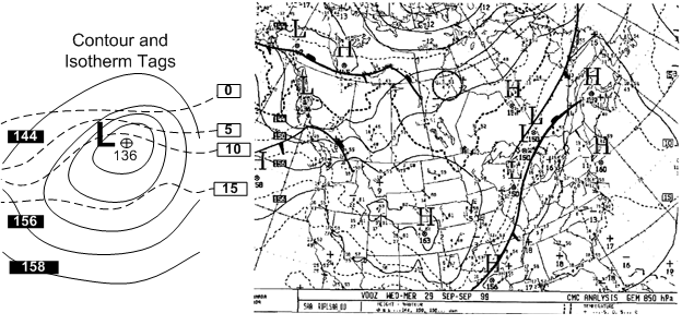 Contour Lines and Isotherm Tags, Langley Flying School.