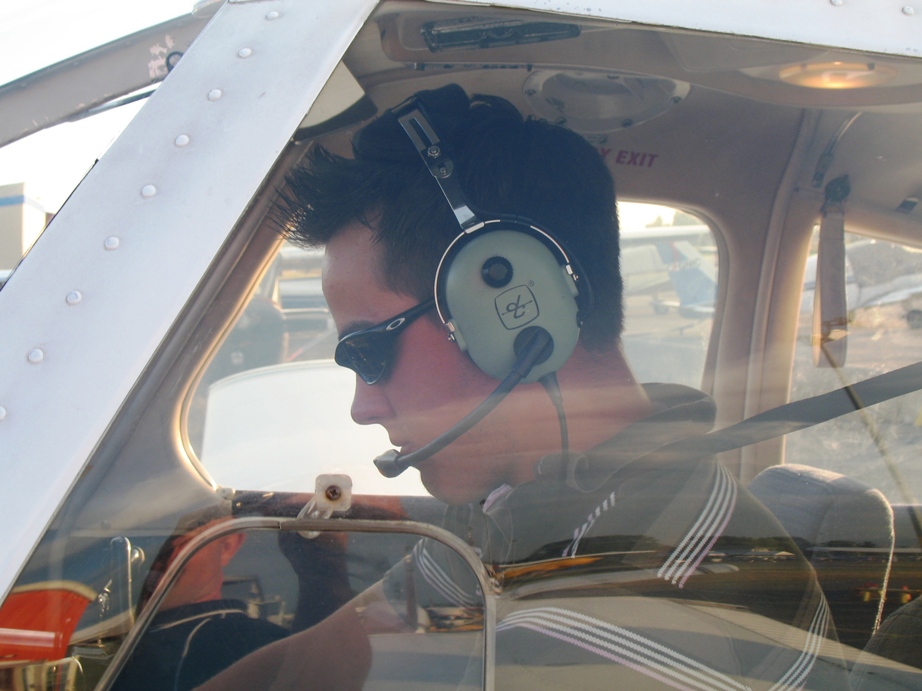Private Pilot Student Brooklyn Anderson in the cockpit of Cherokee FKKF after completing his First Solo Flight on July 15, 2009.  Congrats to Brooklyn's Flight Instructor, Rita Methorst.  