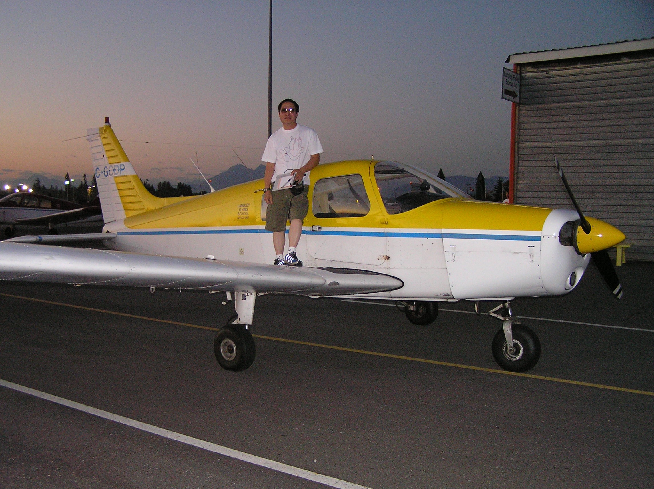 Frederick Yim after completing his First Solo Flight in Cherokee GODP on August 26, 2006, Langley Flying School.