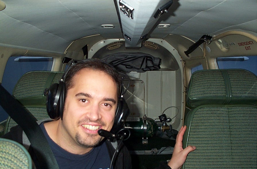 Micheal Freitas in the Seneca.  Langley Flying School.