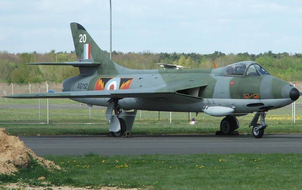 Hawker Hunter Fighter Jet, courtousy Wikipedia.  Langley Flying School.