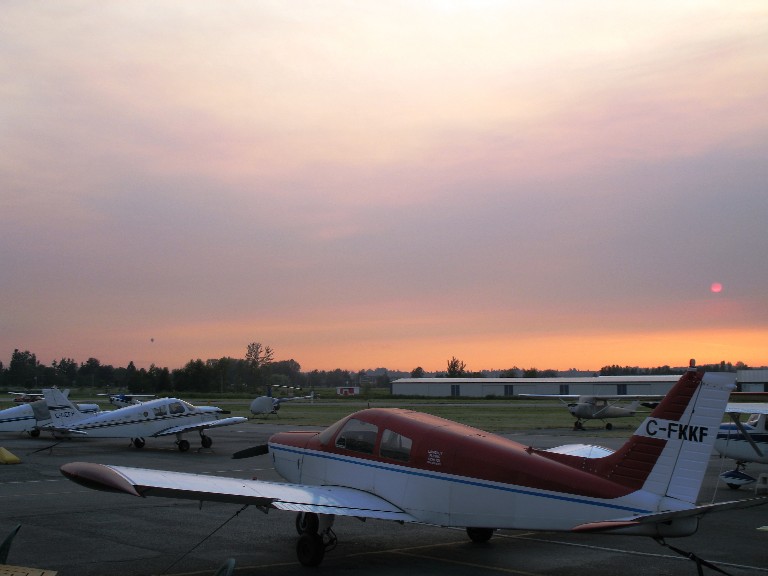 Sunset on the Ramp.  Langley Flying School.