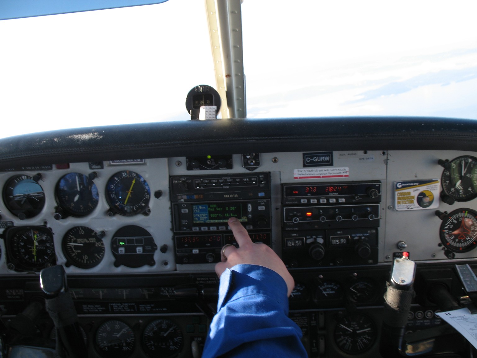 Philip Craig cross-checks waypoint data.  Langley Flying School.