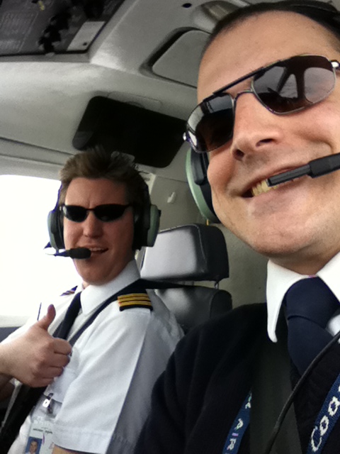 Two Langley Flying School Graduates on the same Pacific Coastal Airlines Beech 1900 Flight Deck. Ben Orlowski and Phil Craig.